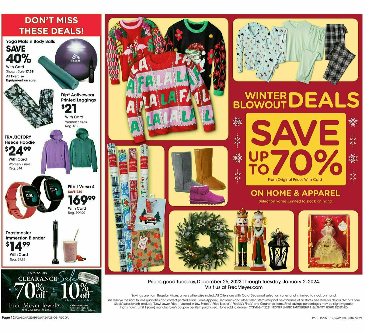 Fred Meyer General Merchandise Weekly Ad from December 27