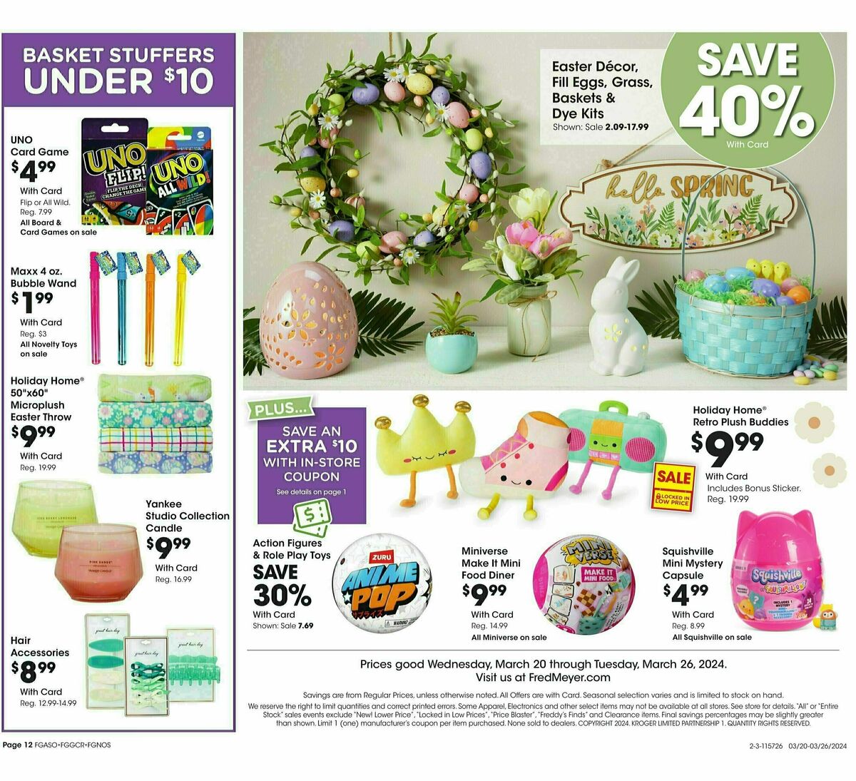 Fred Meyer General Merchandise Weekly Ad from March 20