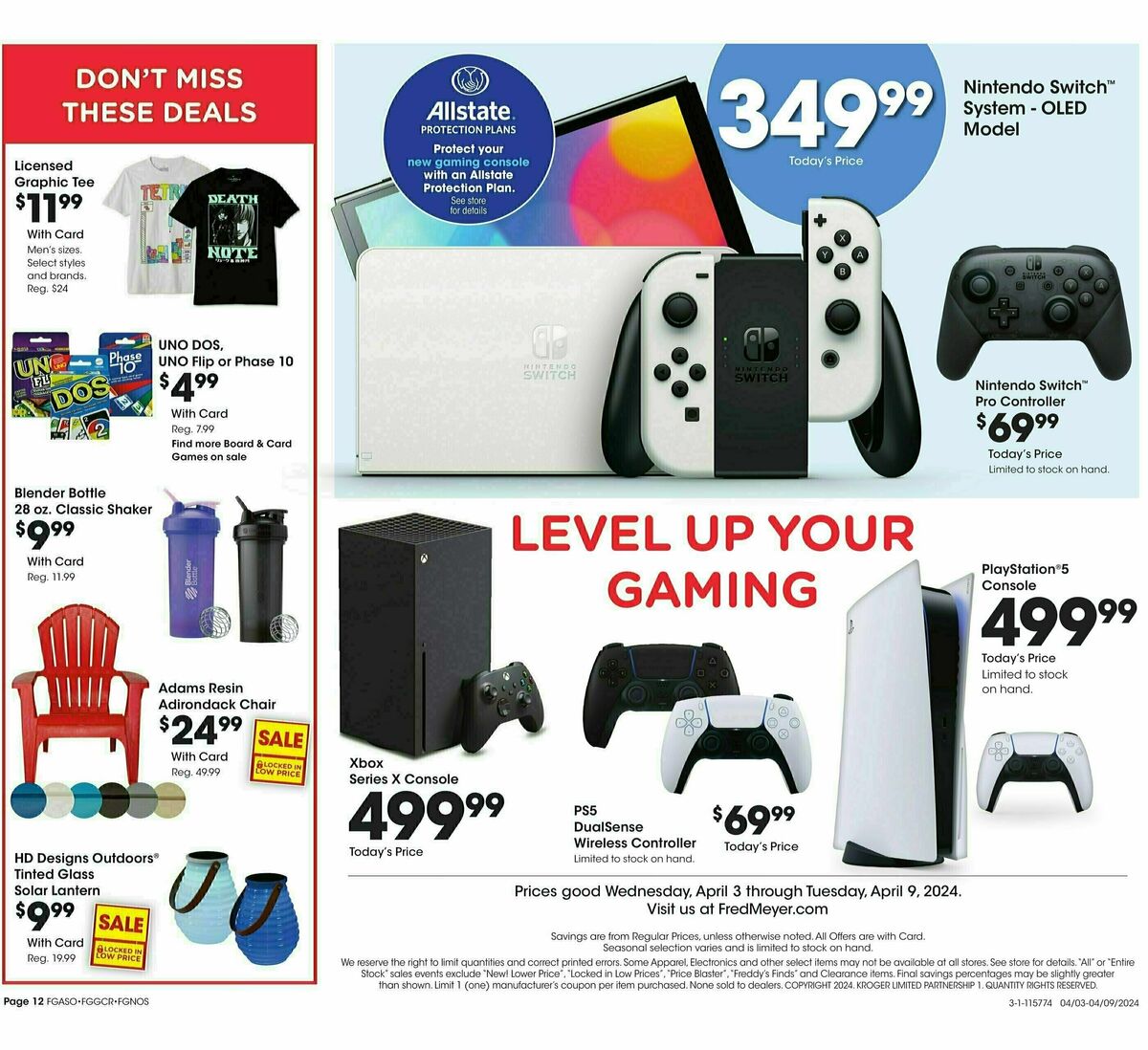 Fred Meyer General Merchandise Weekly Ad from April 3