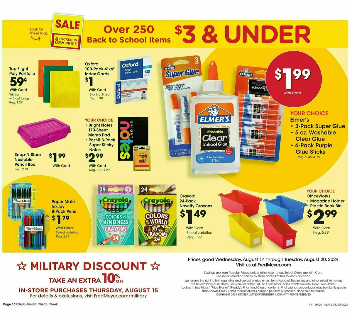 Fred Meyer General Merchandise Weekly Ad from August 14