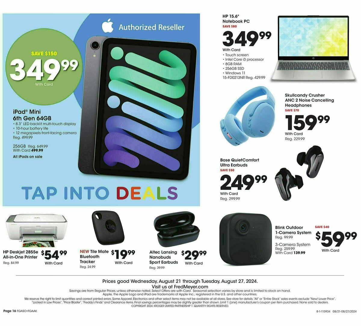 Fred Meyer General Merchandise Weekly Ad from August 21