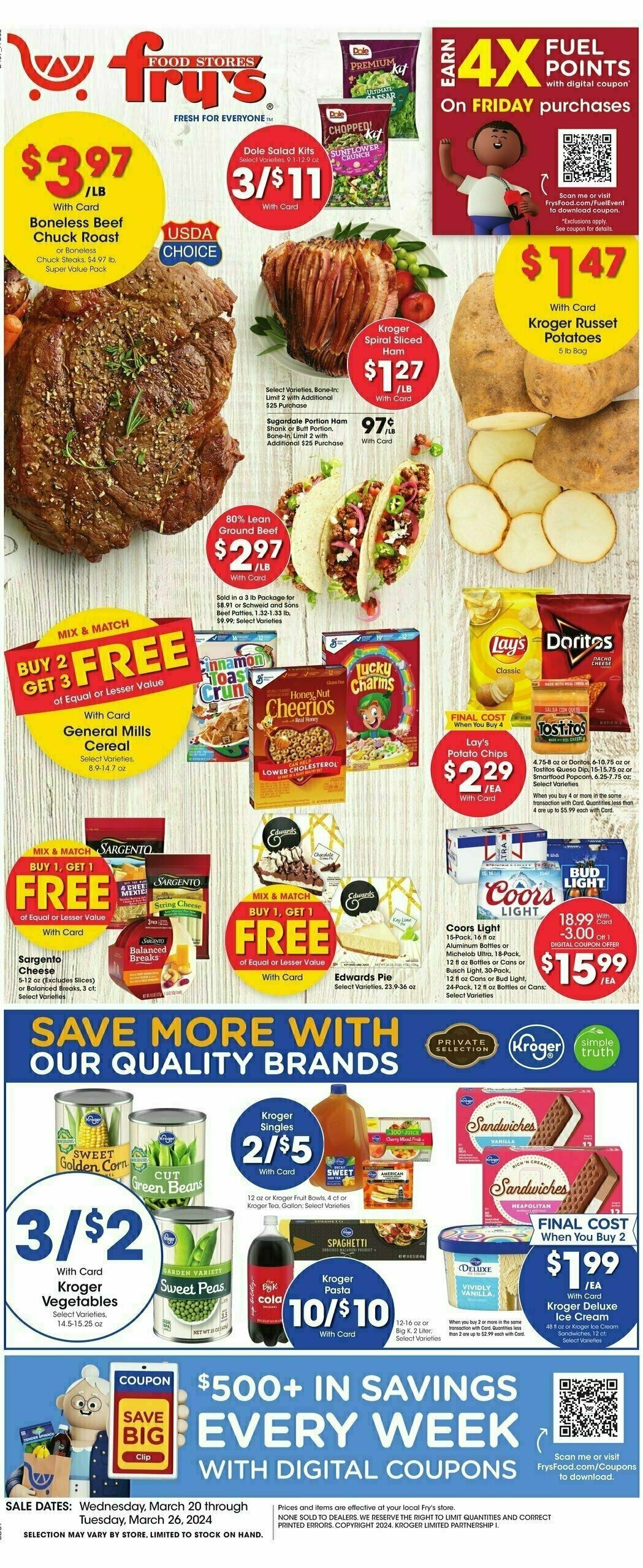 Fry's Food Weekly Ad from March 20