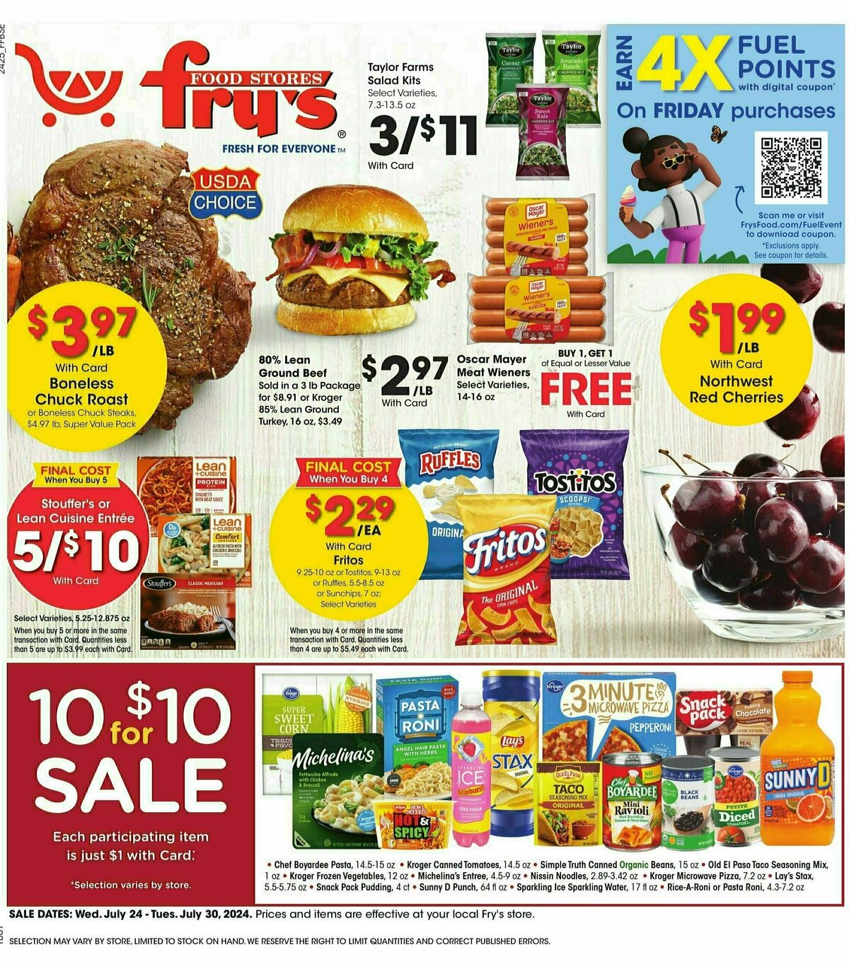 Fry's Food Weekly Ad from July 24