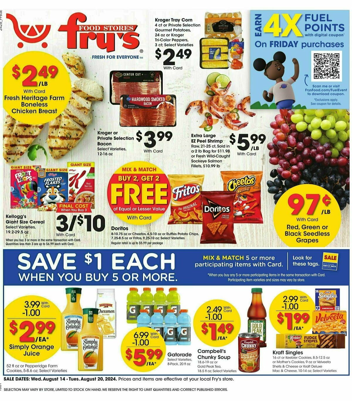 Fry's Food Weekly Ad from August 14