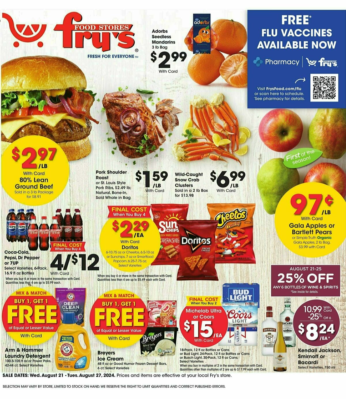 Fry's Food Weekly Ad from August 21