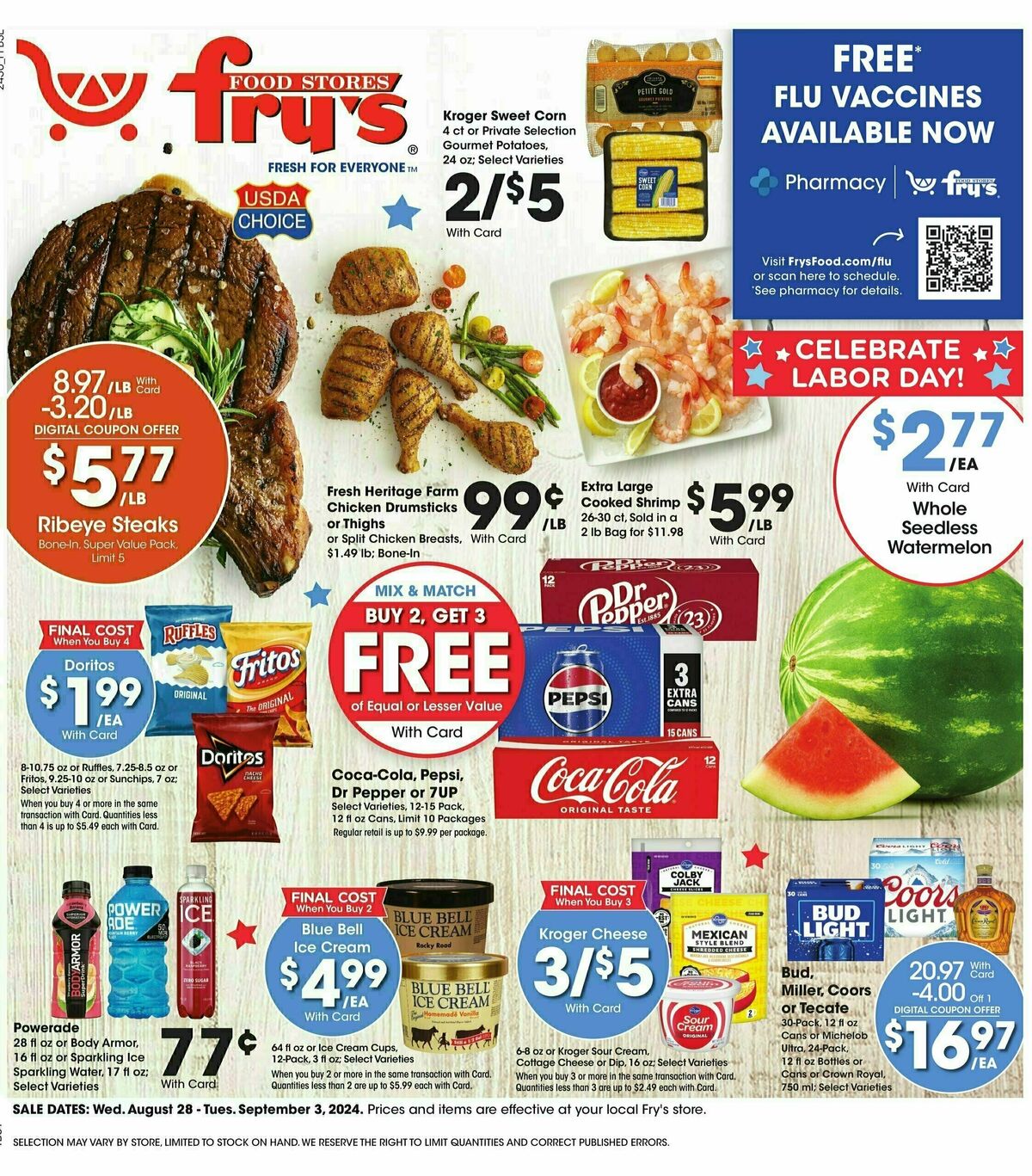 Fry's Food Weekly Ad from August 28