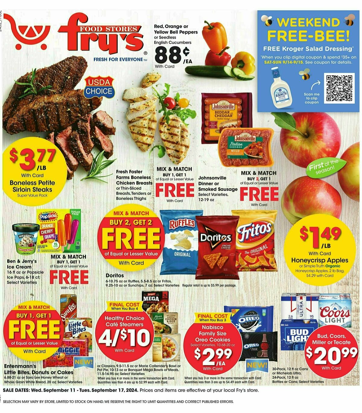 Fry's Food Weekly Ad from September 11