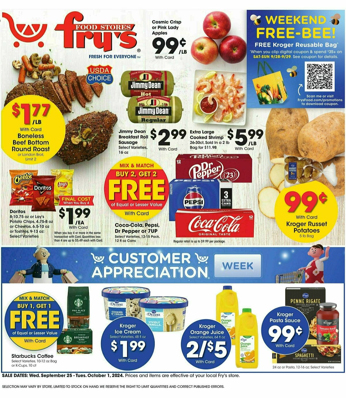 Fry's Food Weekly Ad from September 25