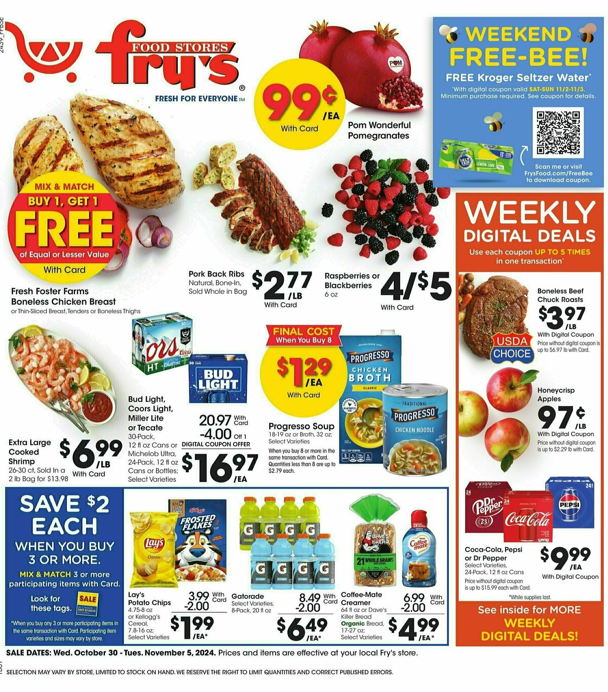 Fry's Food Weekly Ad from October 30