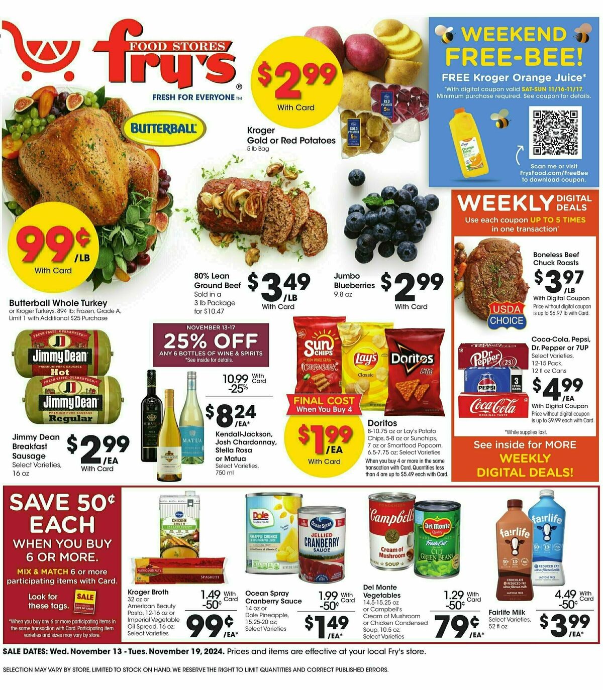 Fry's Food Weekly Ad from November 13