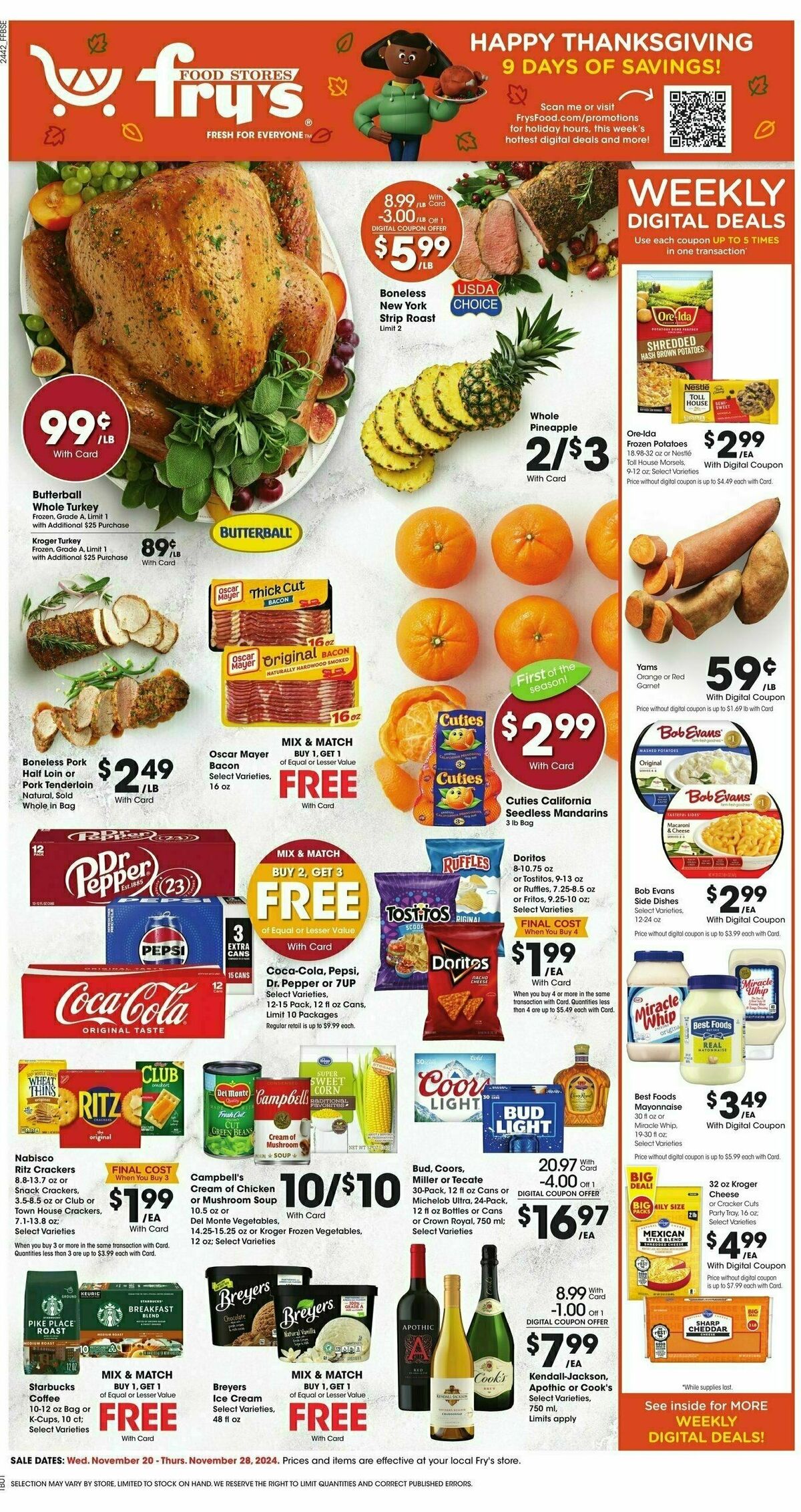 Fry's Food Weekly Ad from November 20