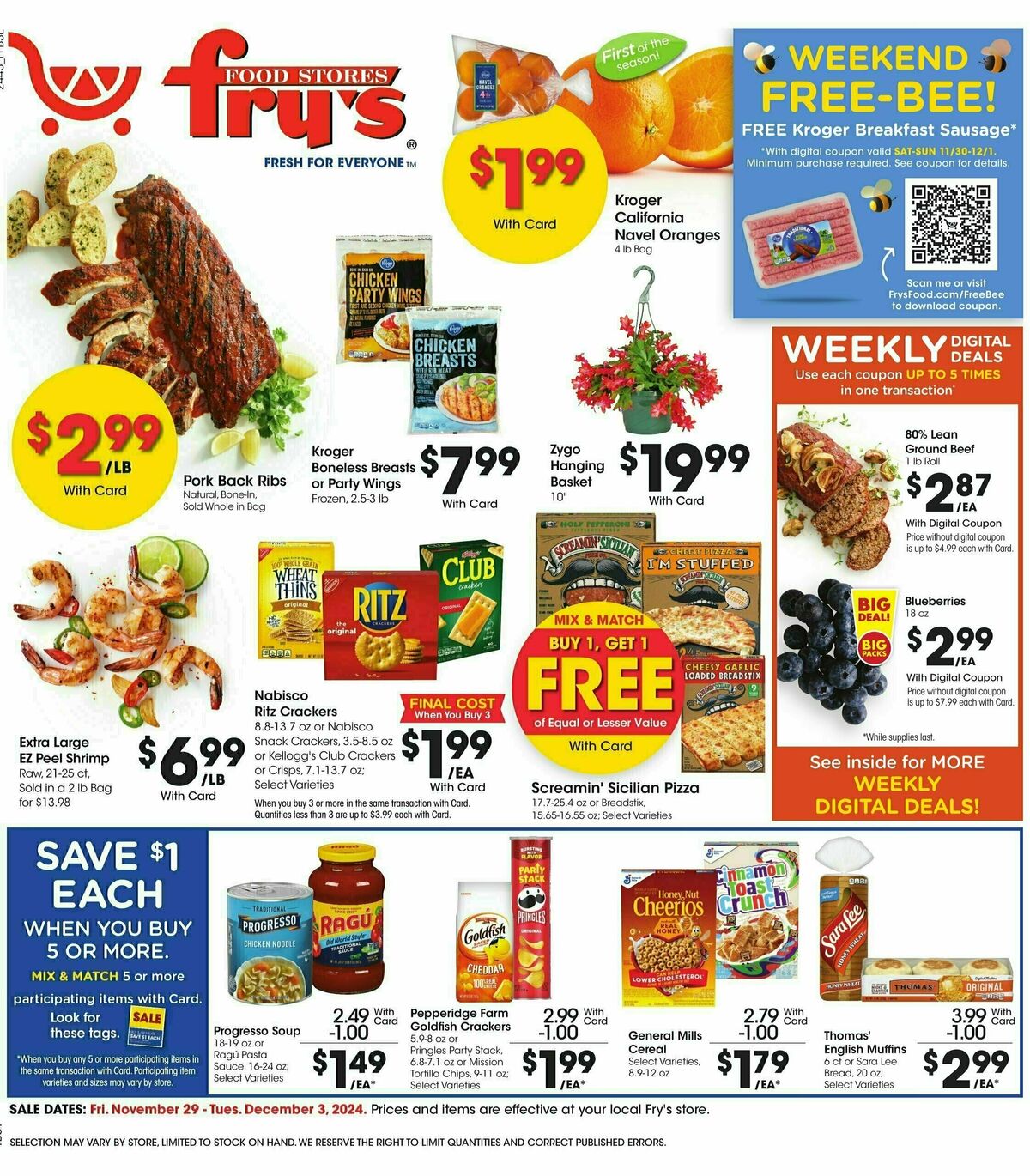 Fry's Food Weekly Ad from November 29