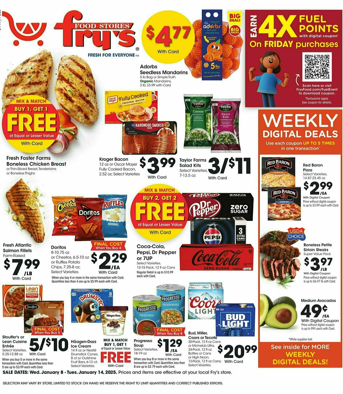 Fry's Food Weekly Ad from January 8