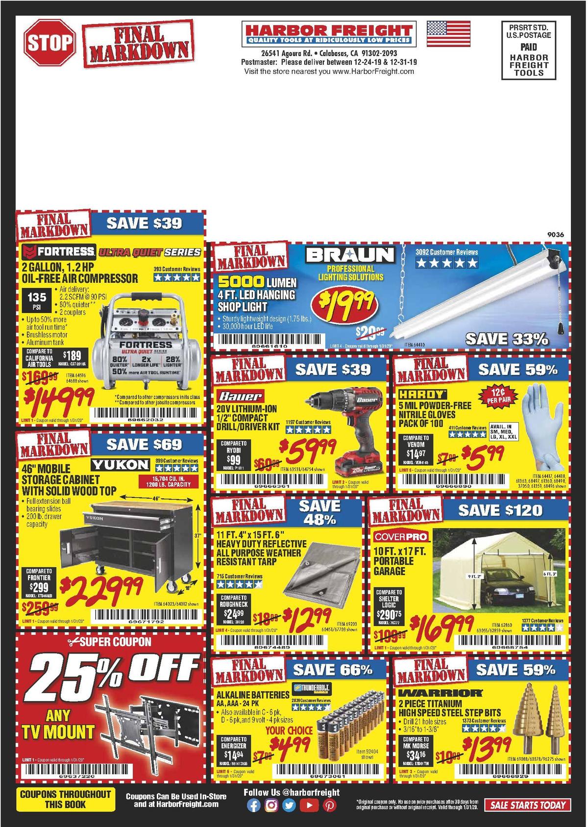 Harbor Freight Tools Weekly Ad from January 1