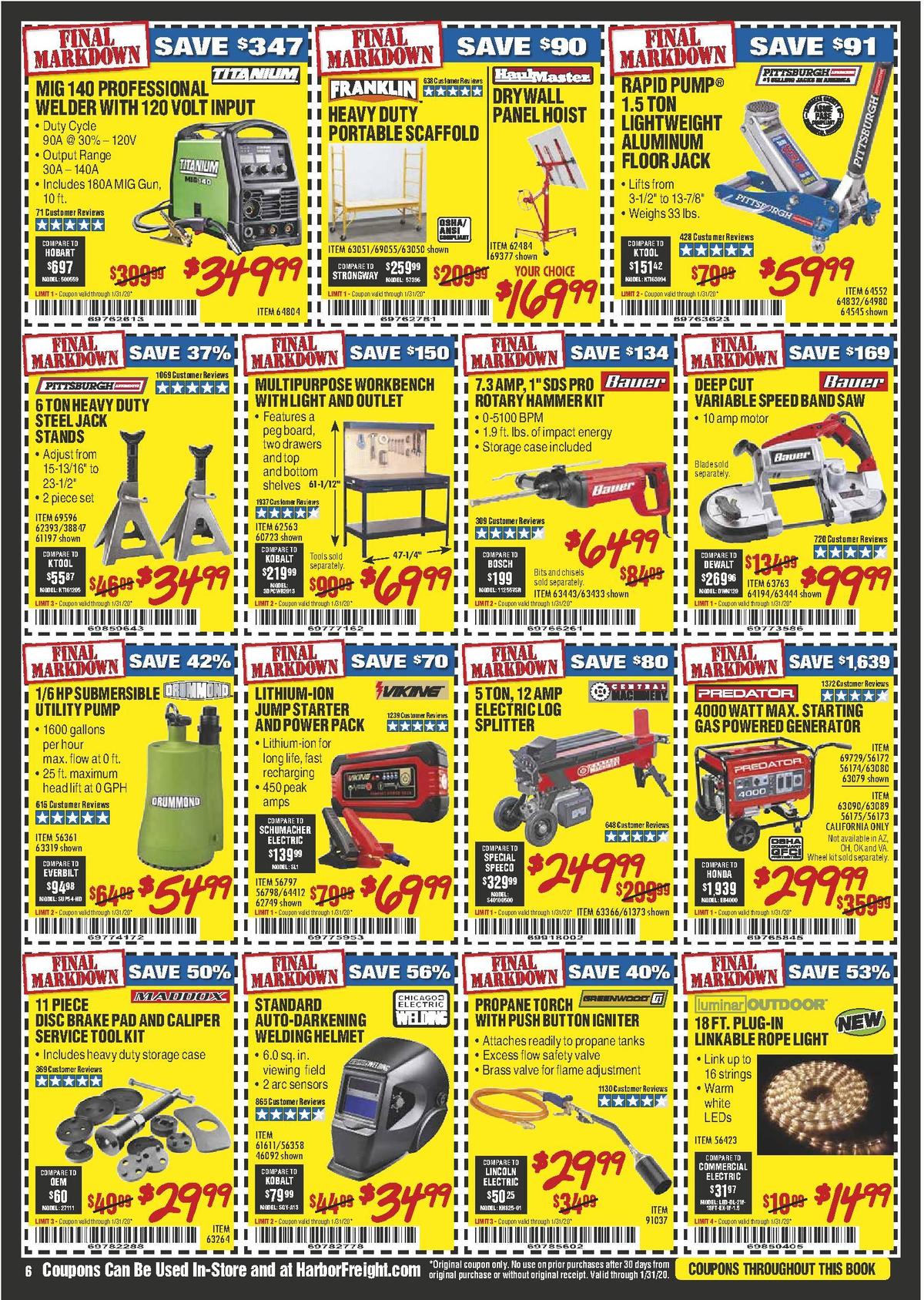 Harbor Freight Tools Weekly Ad from January 1