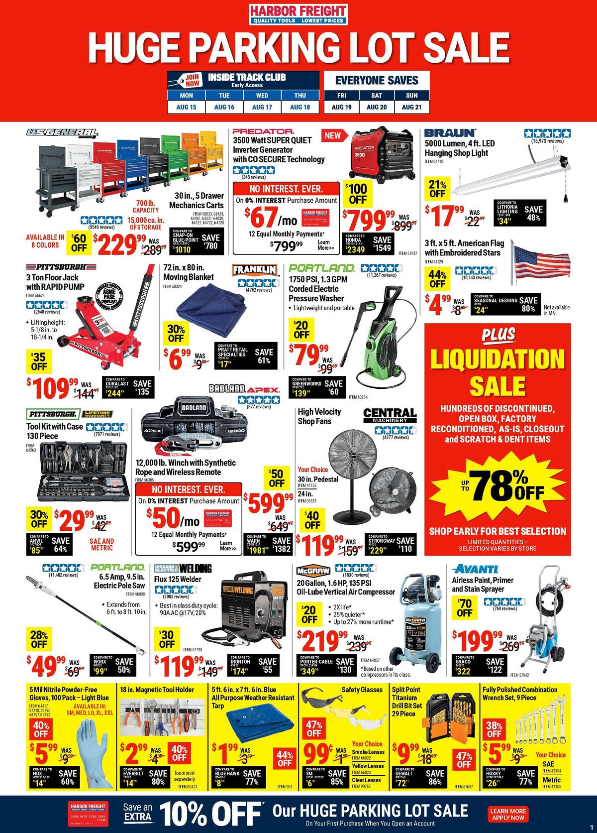 Harbor Freight Tools Weekly Ad from August 15