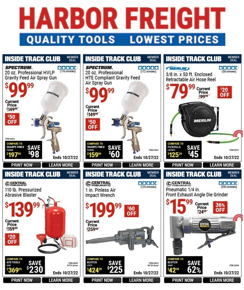 Harbor Freight Tools Inside Track Club Member Deals Weekly Ad from September 29