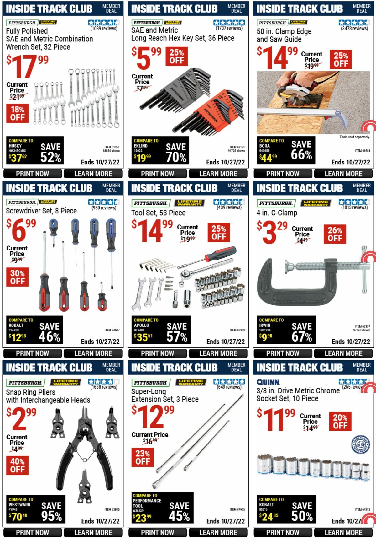 Harbor Freight Tools Inside Track Club Member Deals Weekly Ad from September 29