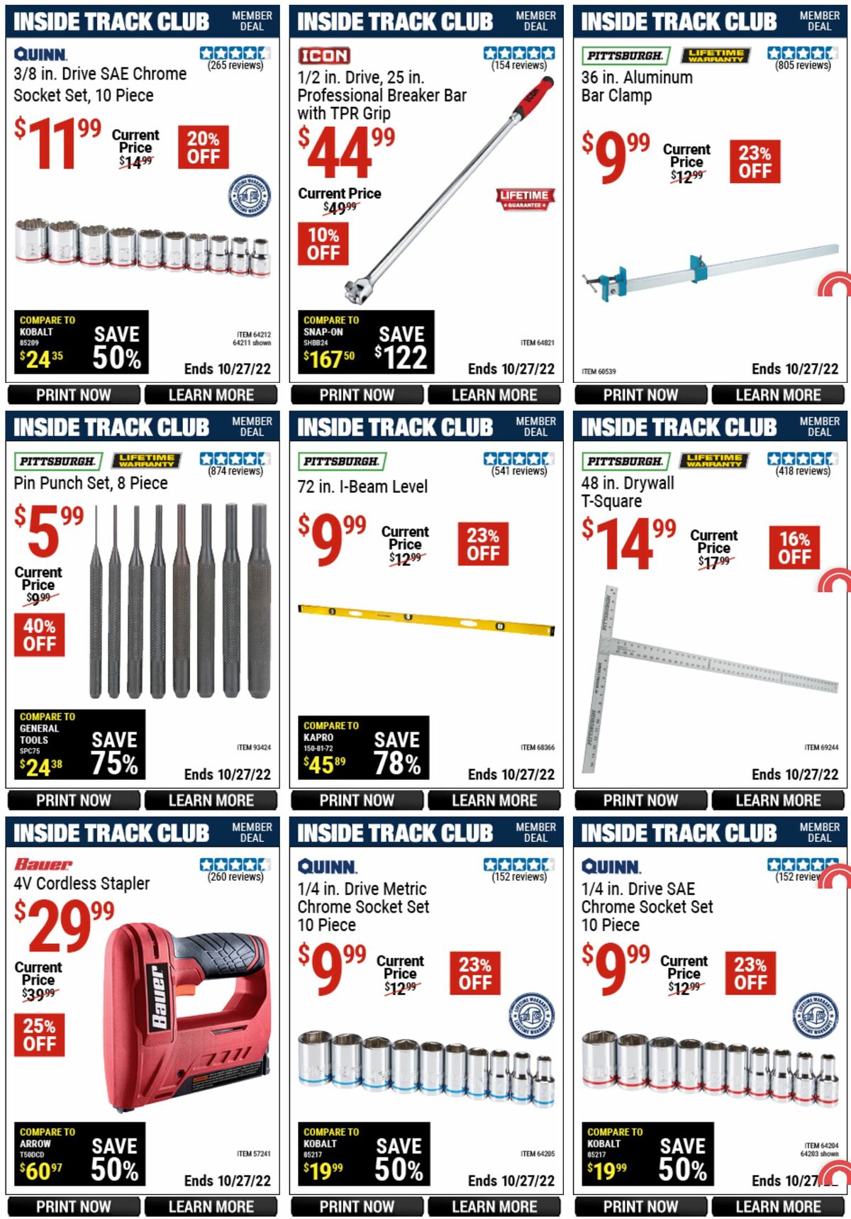 Harbor Freight Tools Inside Track Club Member Deals Weekly Ad from September 29