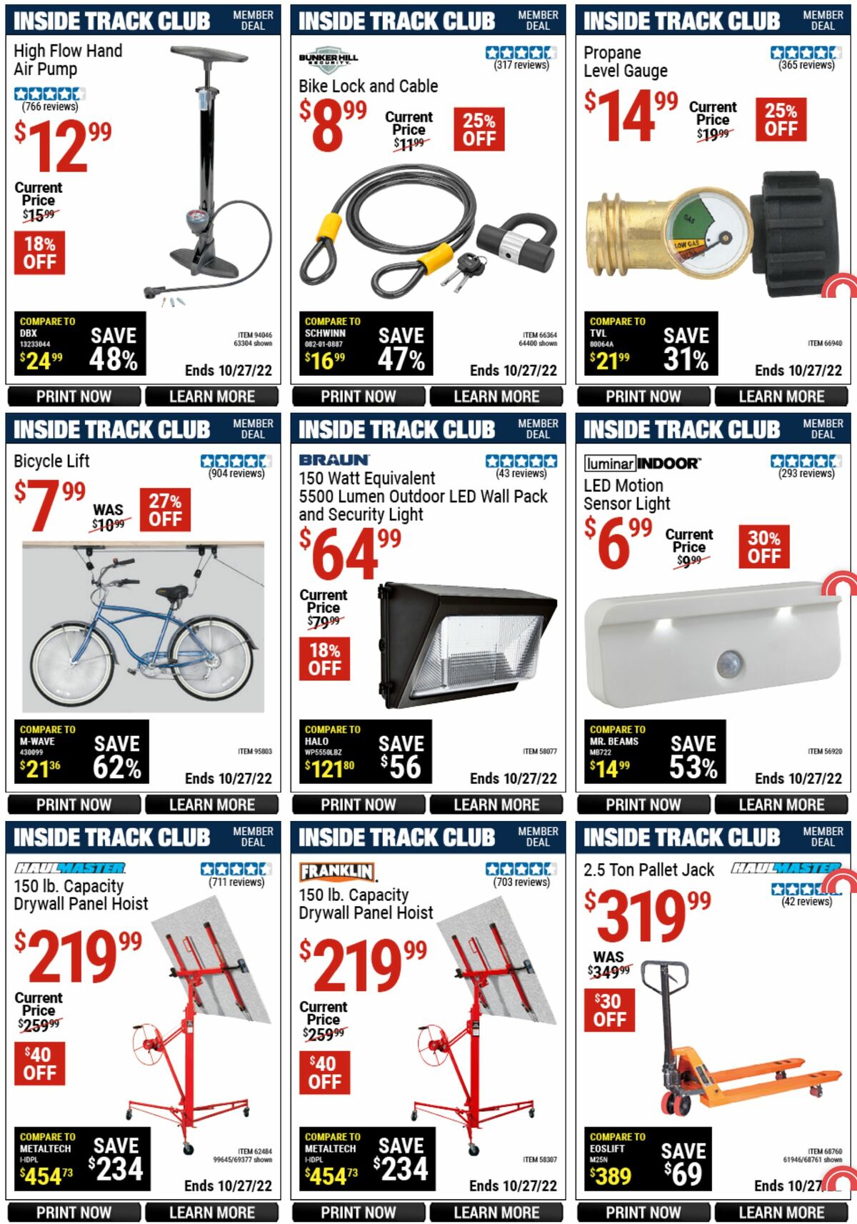 Harbor Freight Tools Inside Track Club Member Deals Weekly Ad from September 29