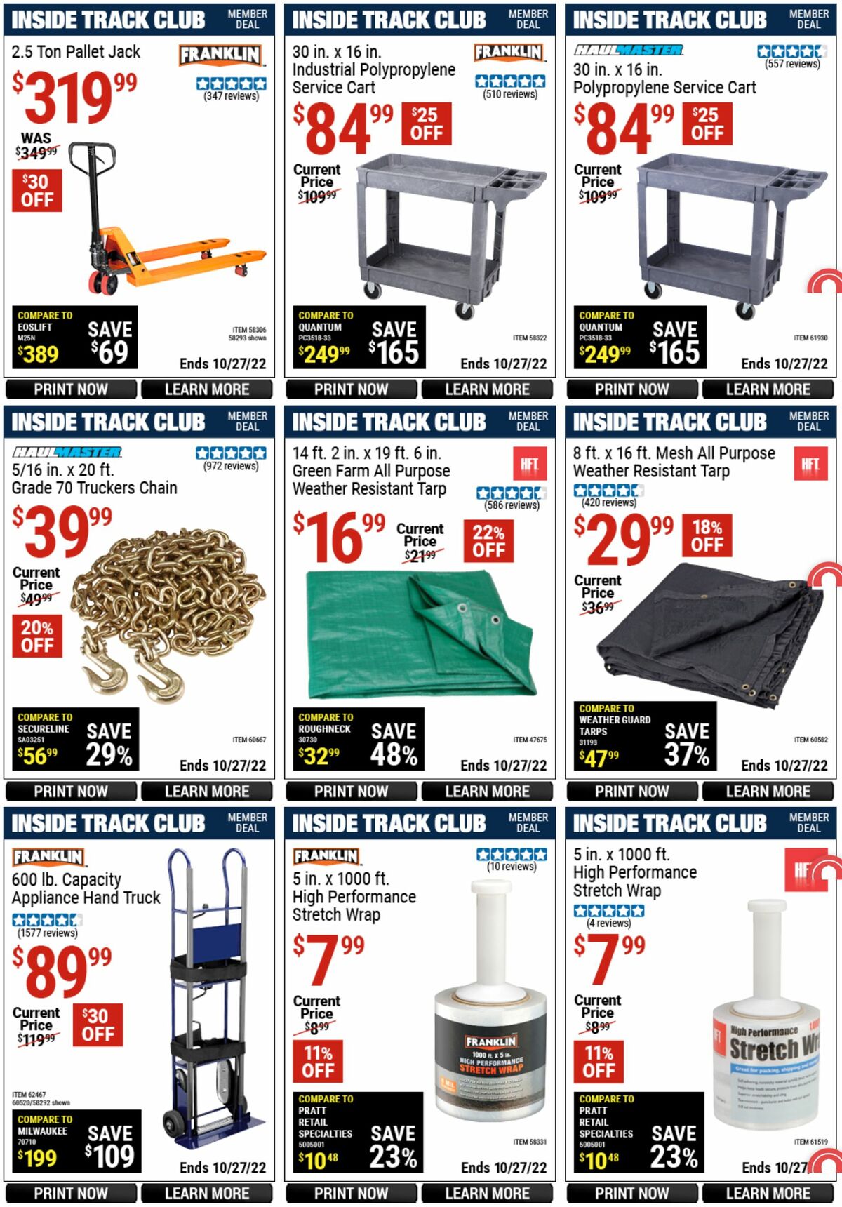 Harbor Freight Tools Inside Track Club Member Deals Weekly Ad from September 29