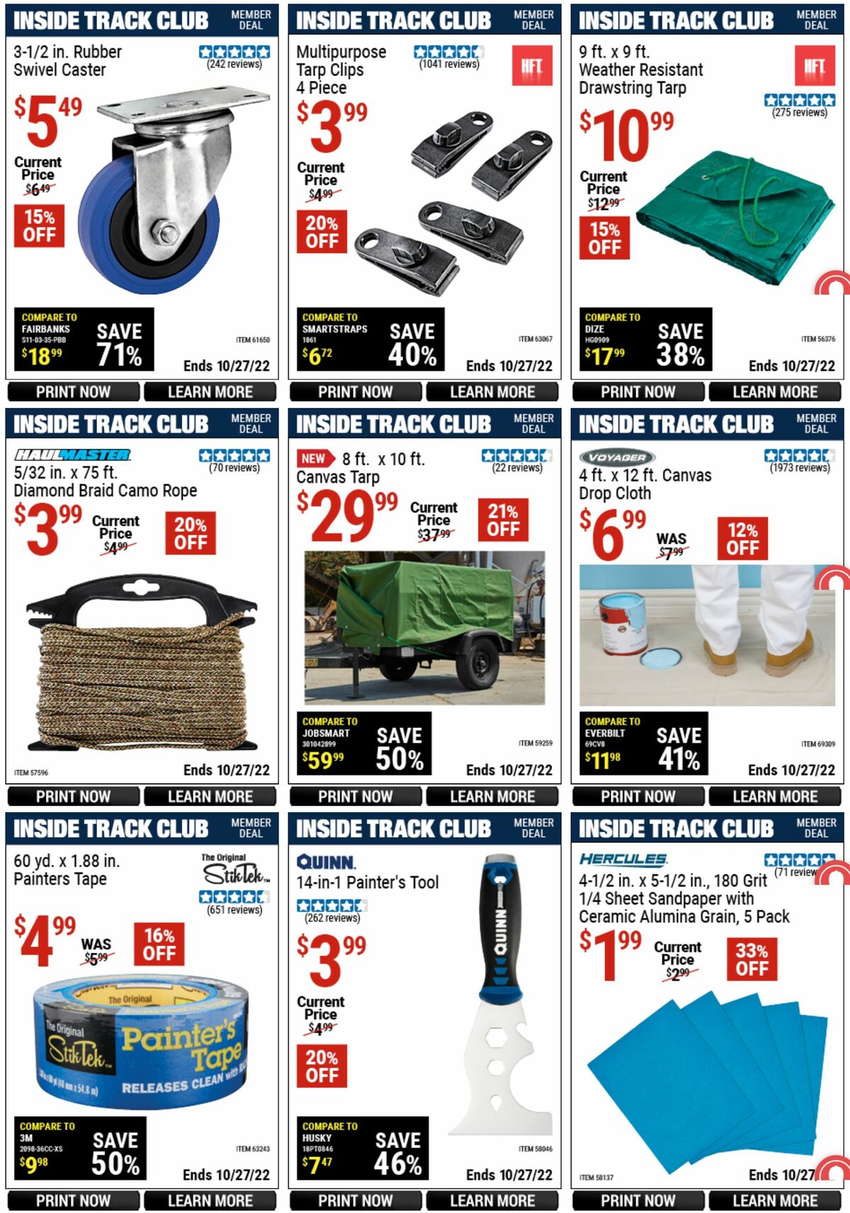 Harbor Freight Tools Inside Track Club Member Deals Weekly Ad from September 29