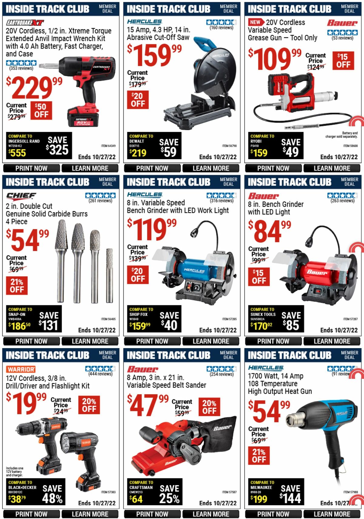 Harbor Freight Tools Inside Track Club Member Deals Weekly Ad from September 29