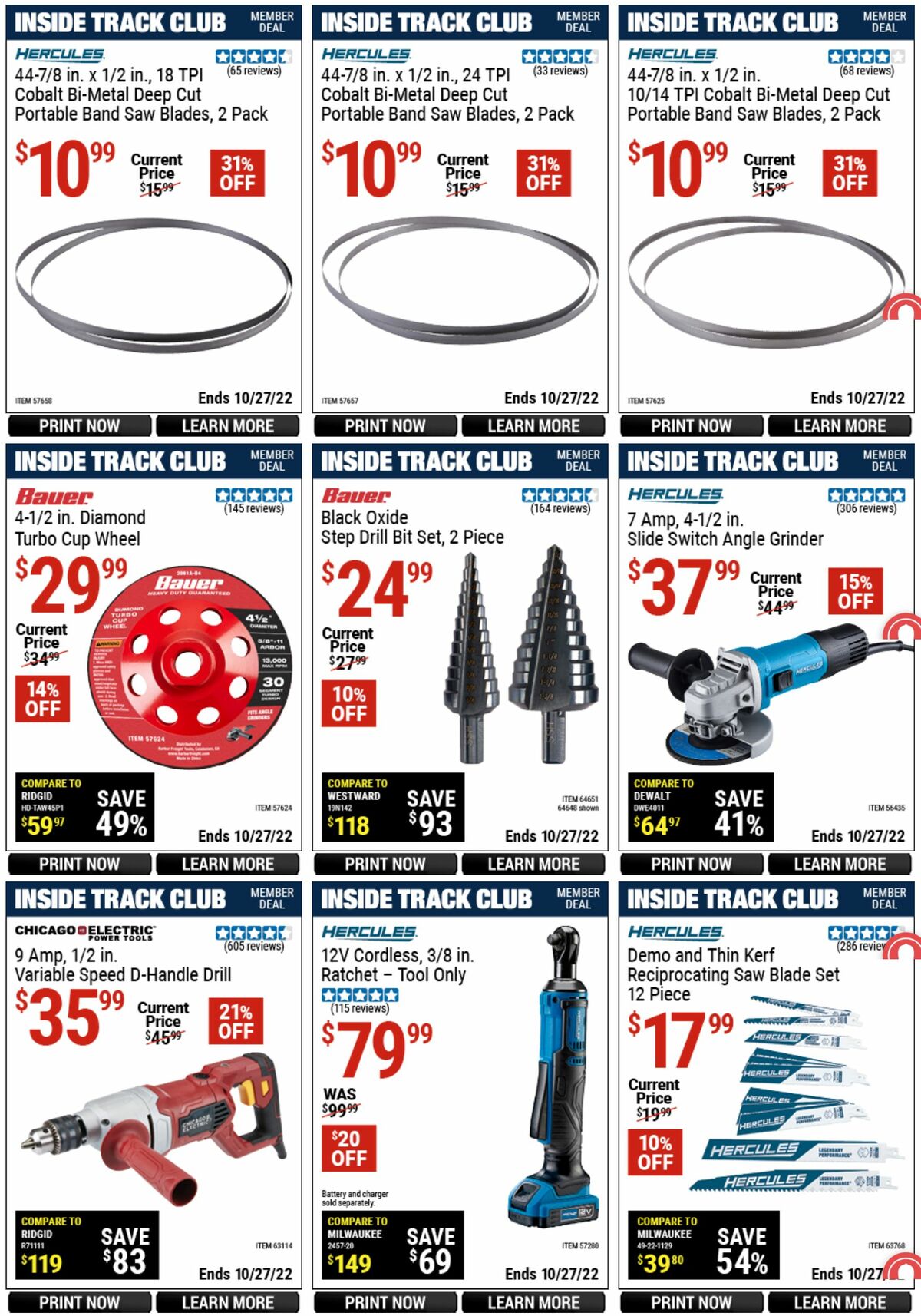 Harbor Freight Tools Inside Track Club Member Deals Weekly Ad from September 29