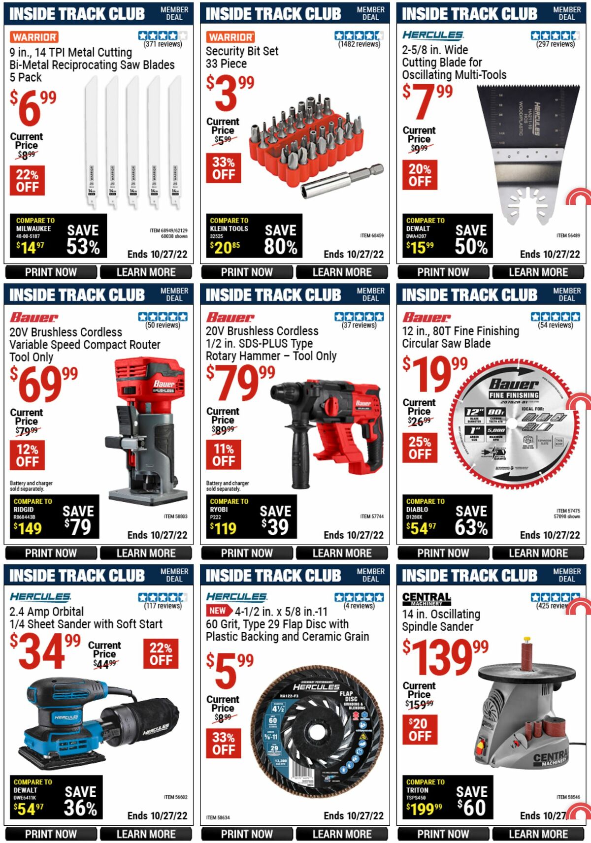 Harbor Freight Tools Inside Track Club Member Deals Weekly Ad from September 29