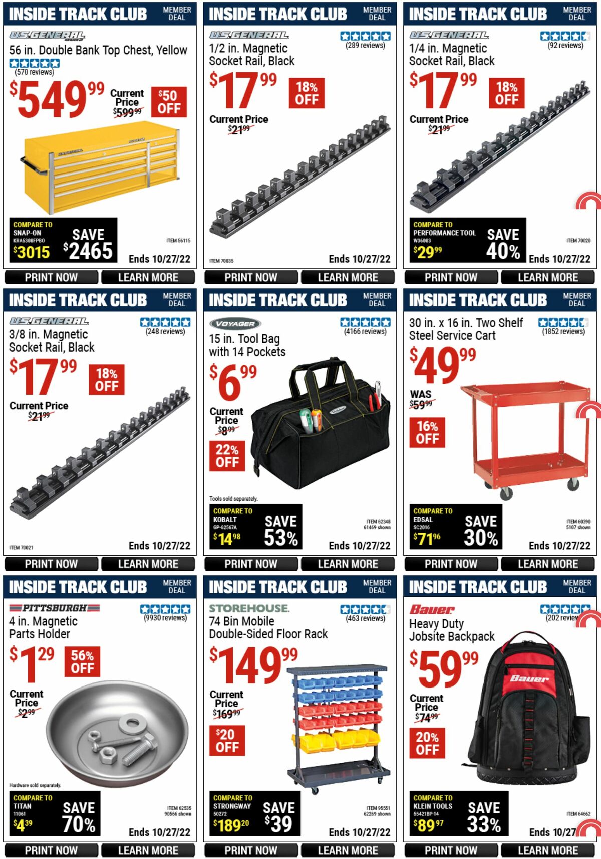 Harbor Freight Tools Inside Track Club Member Deals Weekly Ad from September 29