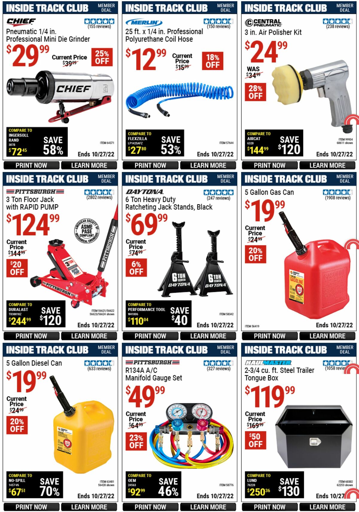 Harbor Freight Tools Inside Track Club Member Deals Weekly Ad from September 29