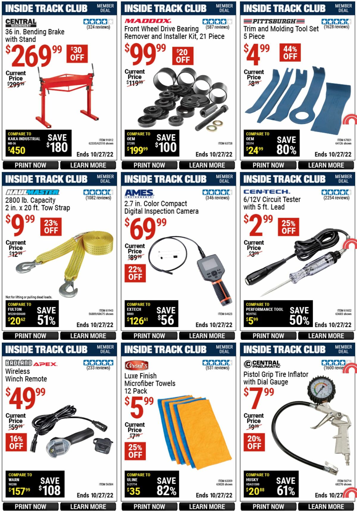 Harbor Freight Tools Inside Track Club Member Deals Weekly Ad from September 29