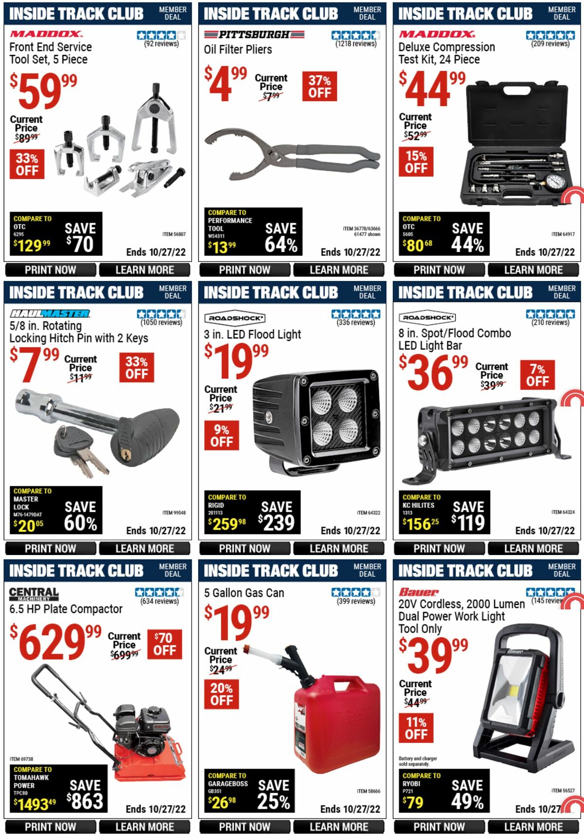 Harbor Freight Tools Inside Track Club Member Deals Weekly Ad from September 29