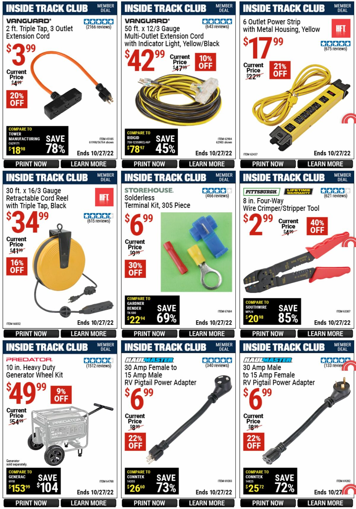 Harbor Freight Tools Inside Track Club Member Deals Weekly Ad from September 29