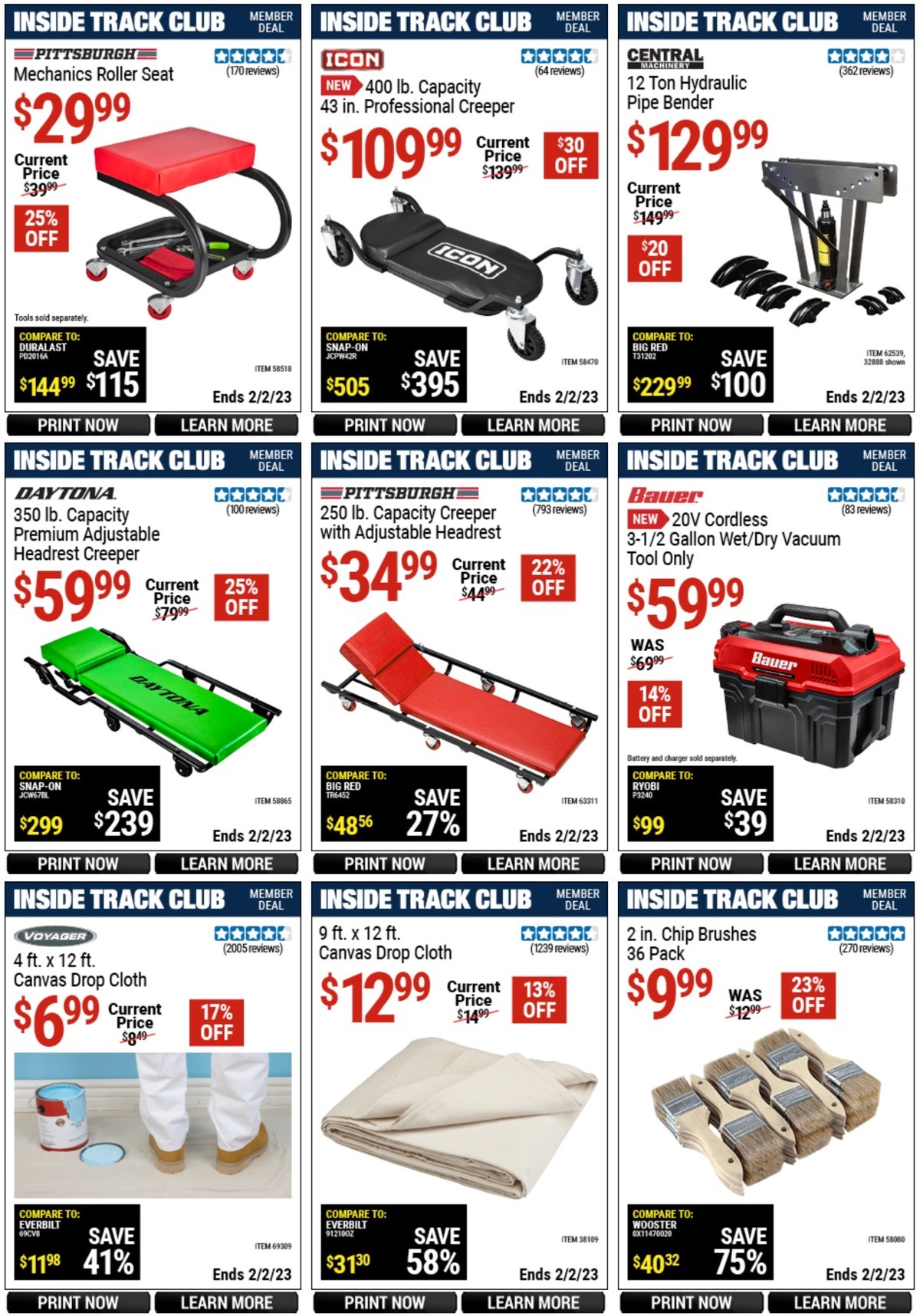 Harbor Freight Tools Inside Track Club Member Deals Weekly Ad from January 6