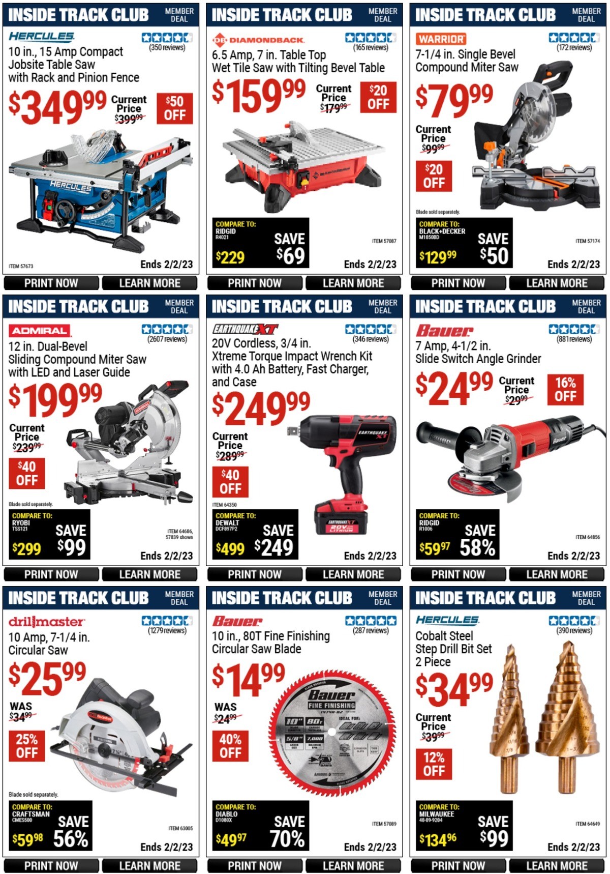 Harbor Freight Tools Inside Track Club Member Deals Weekly Ad from January 6