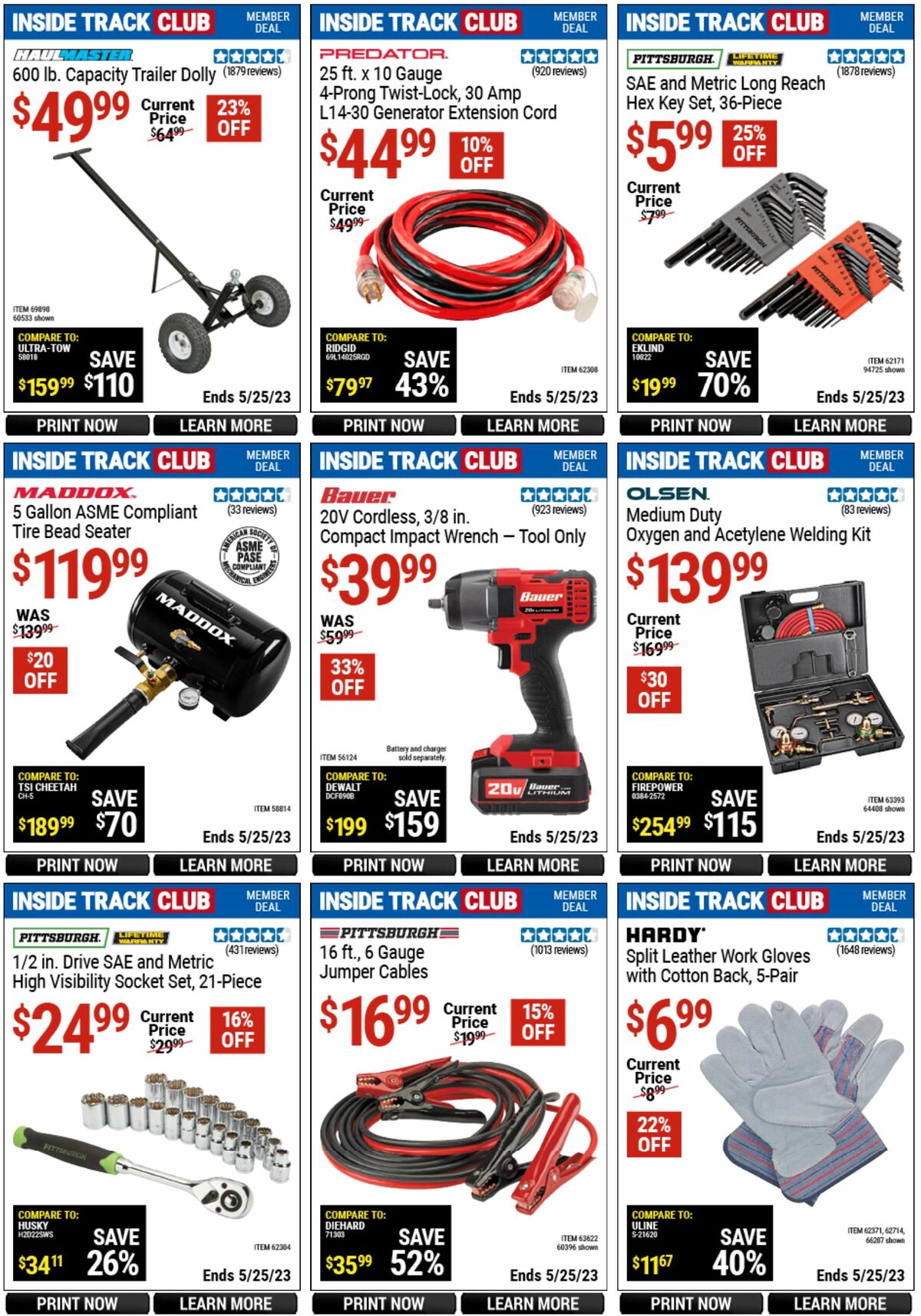 Harbor Freight Tools Inside Track Club Member Deals Weekly Ad from April 28