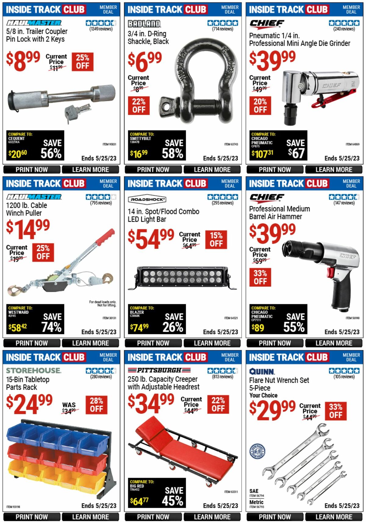 Harbor Freight Tools Inside Track Club Member Deals Weekly Ad from April 28