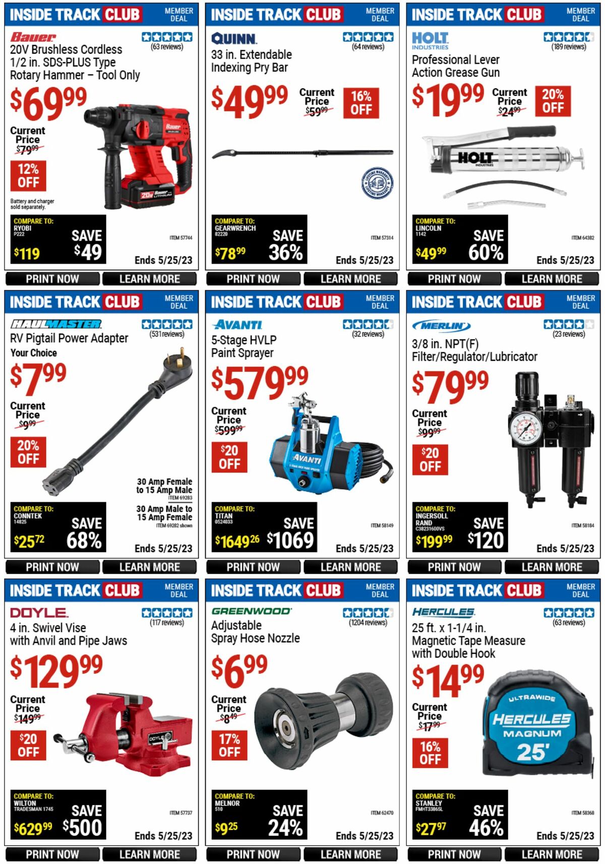 Harbor Freight Tools Inside Track Club Member Deals Weekly Ad from April 28