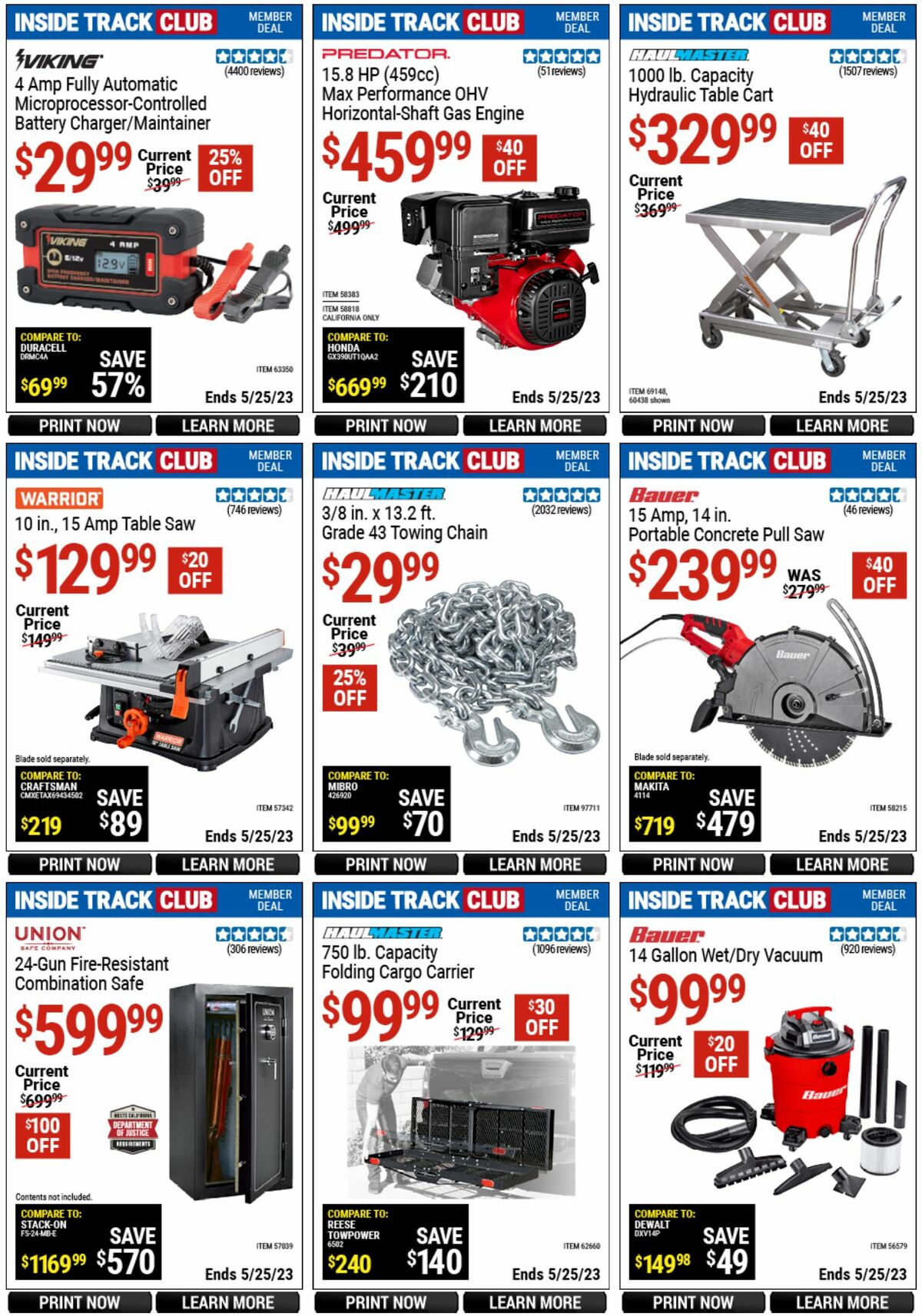 Harbor Freight Tools Inside Track Club Member Deals Weekly Ad from April 28