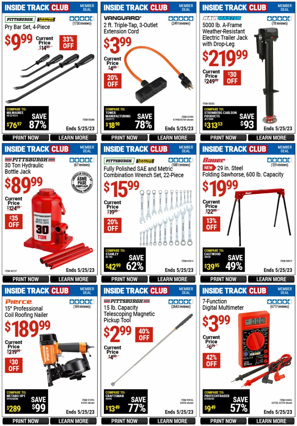 Harbor Freight Tools Inside Track Club Member Deals Weekly Ad from April 28