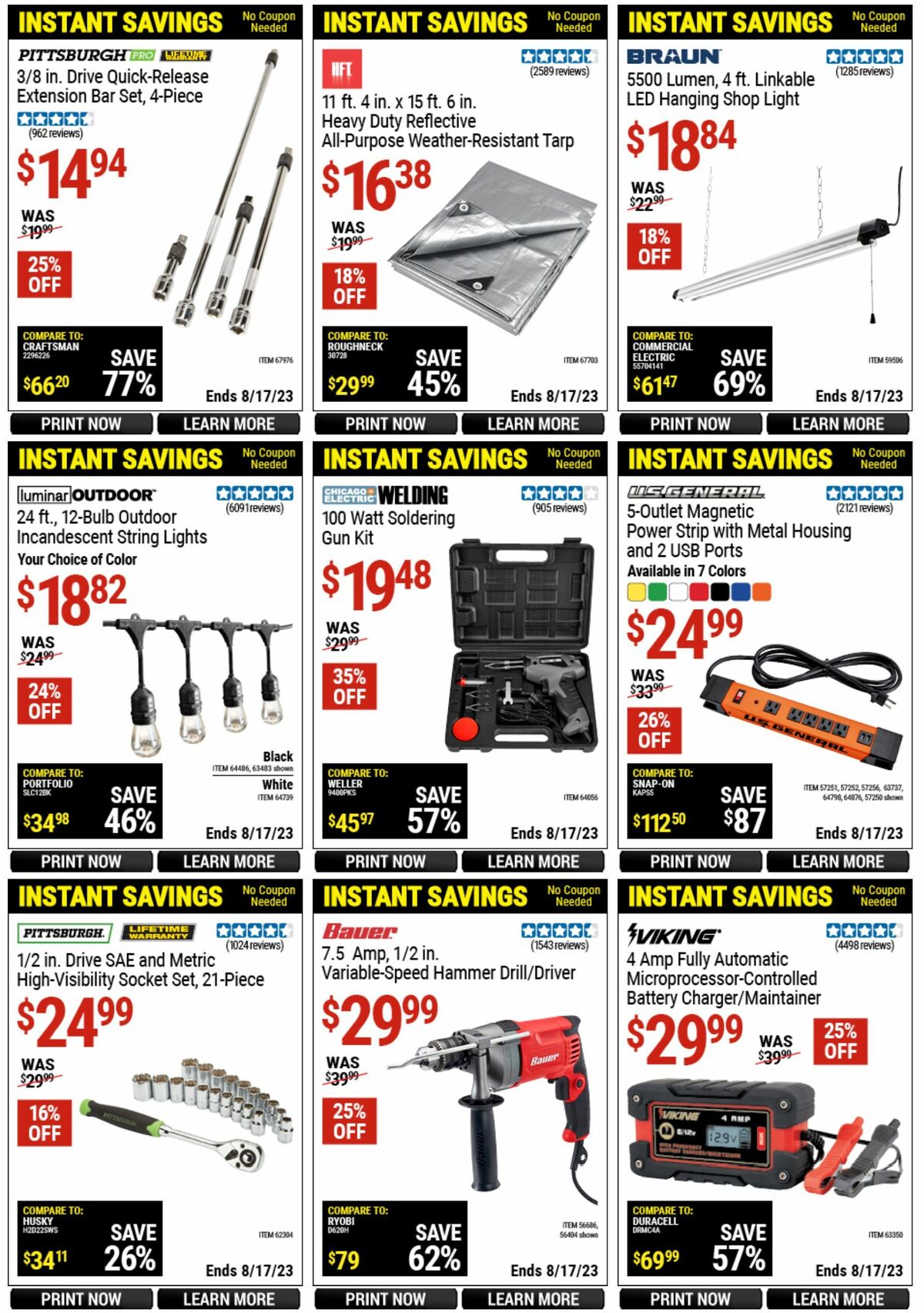 Harbor Freight Tools Instant Savings Weekly Ad from July 14