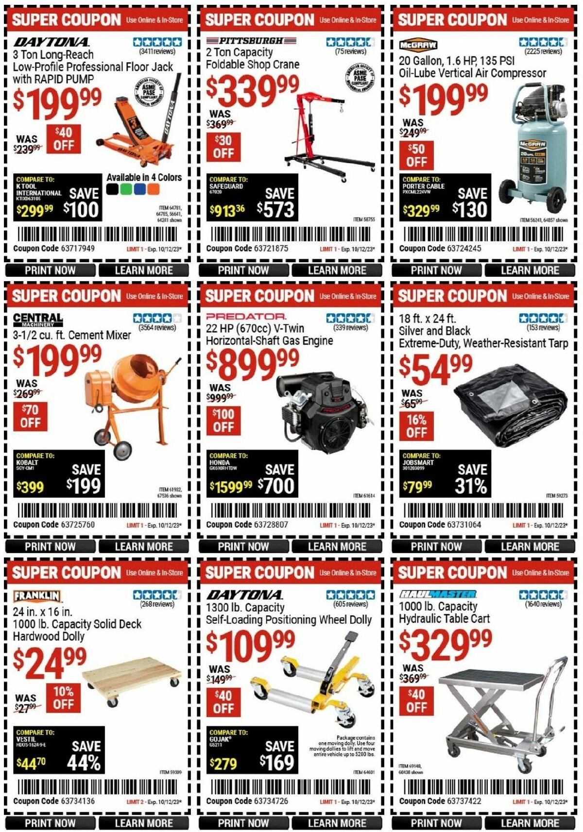 Harbor Freight Tools Weekly Ad from October 2