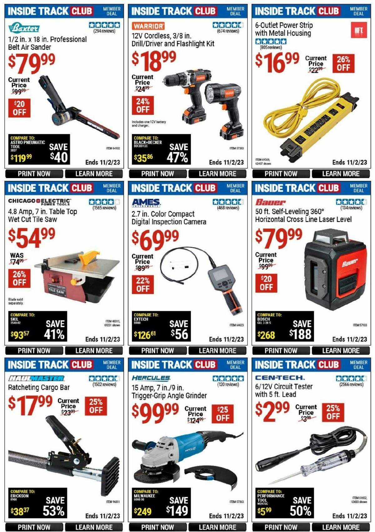 Harbor Freight Tools Inside Track Club Member Deals Weekly Ad from October 14