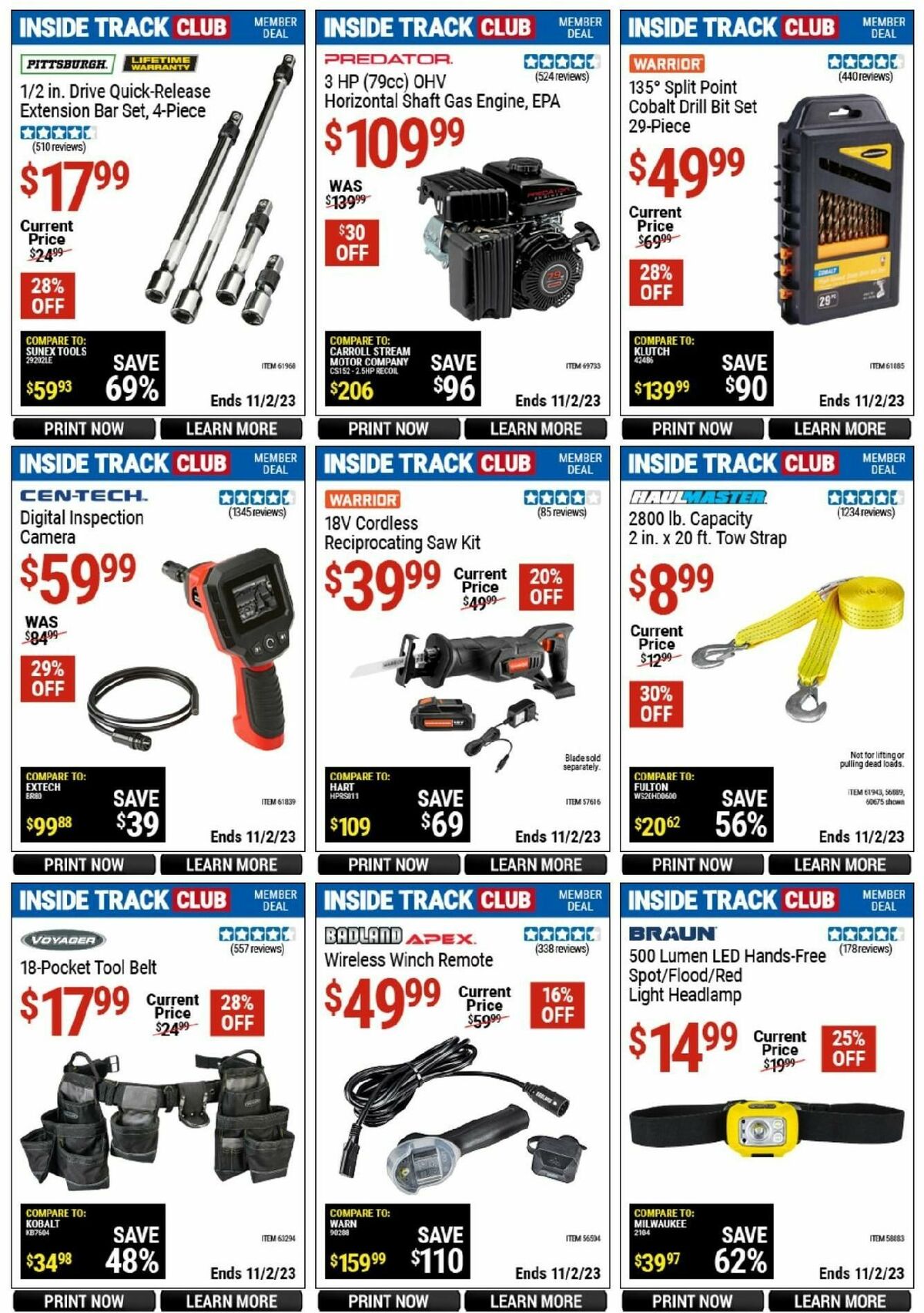 Harbor Freight Tools Inside Track Club Member Deals Weekly Ad from October 14