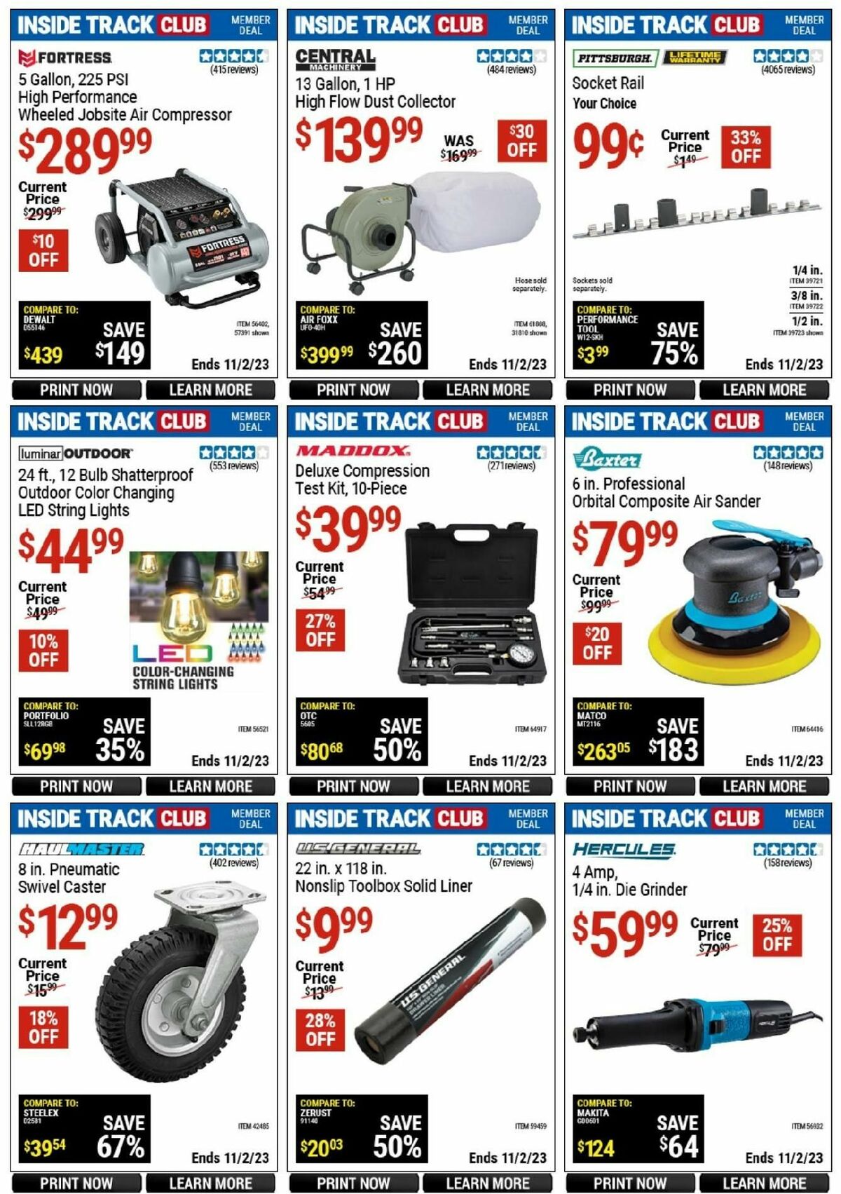 Harbor Freight Tools Inside Track Club Member Deals Weekly Ad from October 14