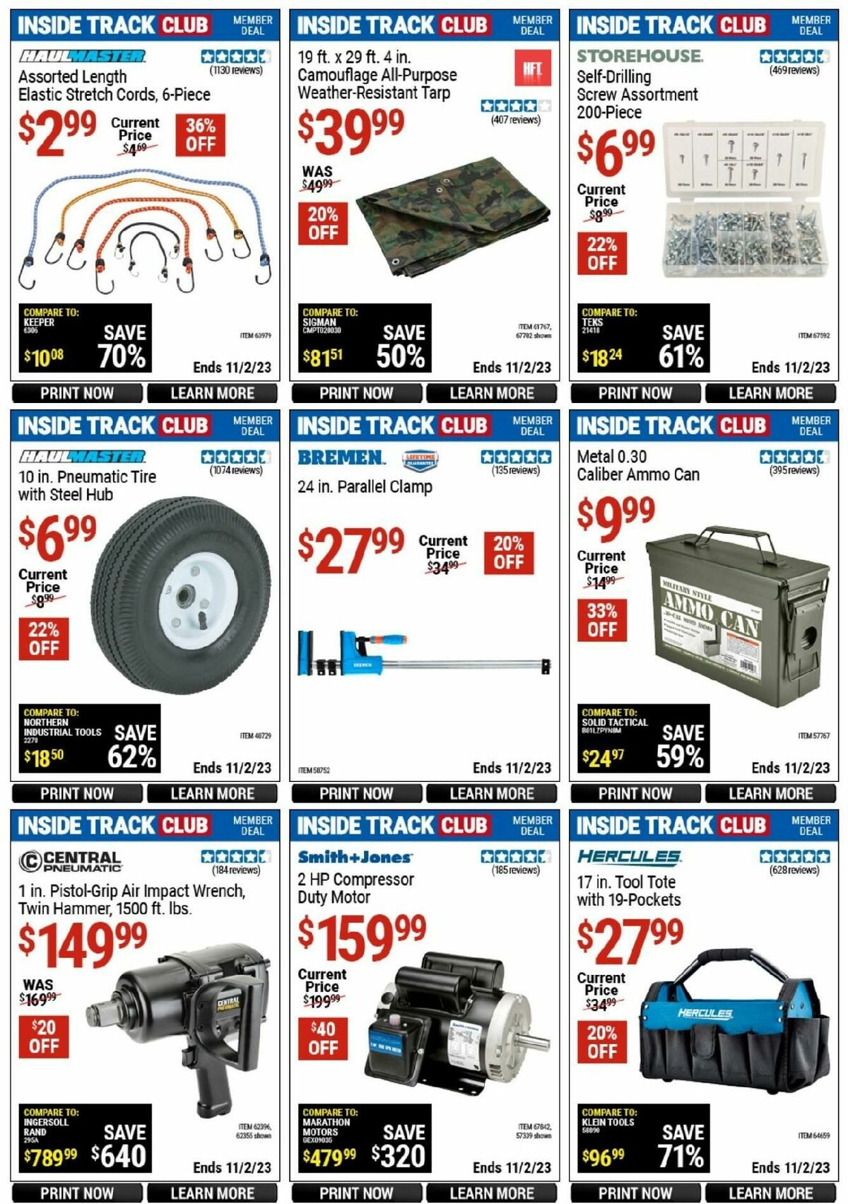 Harbor Freight Tools Inside Track Club Member Deals Weekly Ad from October 14