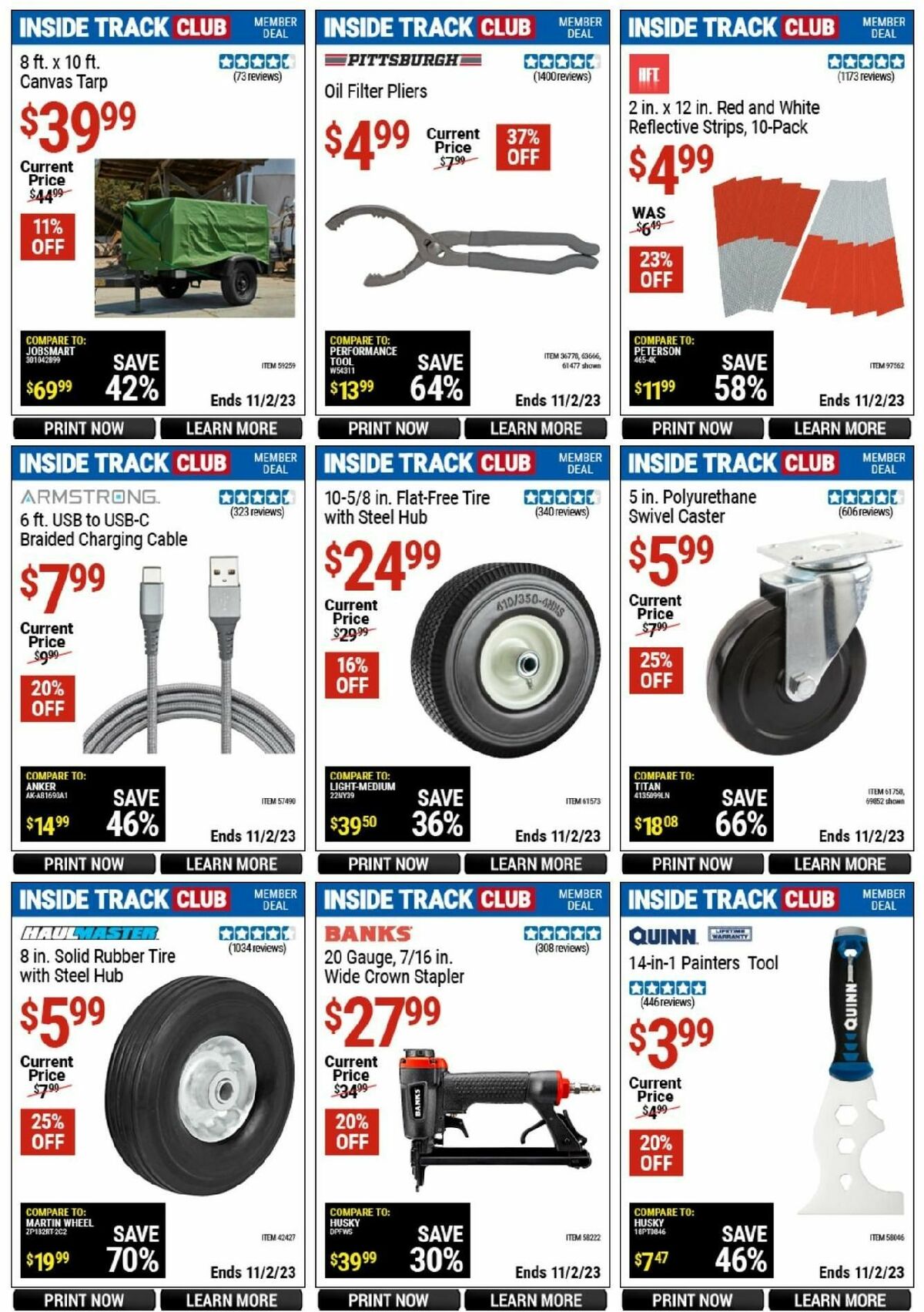 Harbor Freight Tools Inside Track Club Member Deals Weekly Ad from October 14