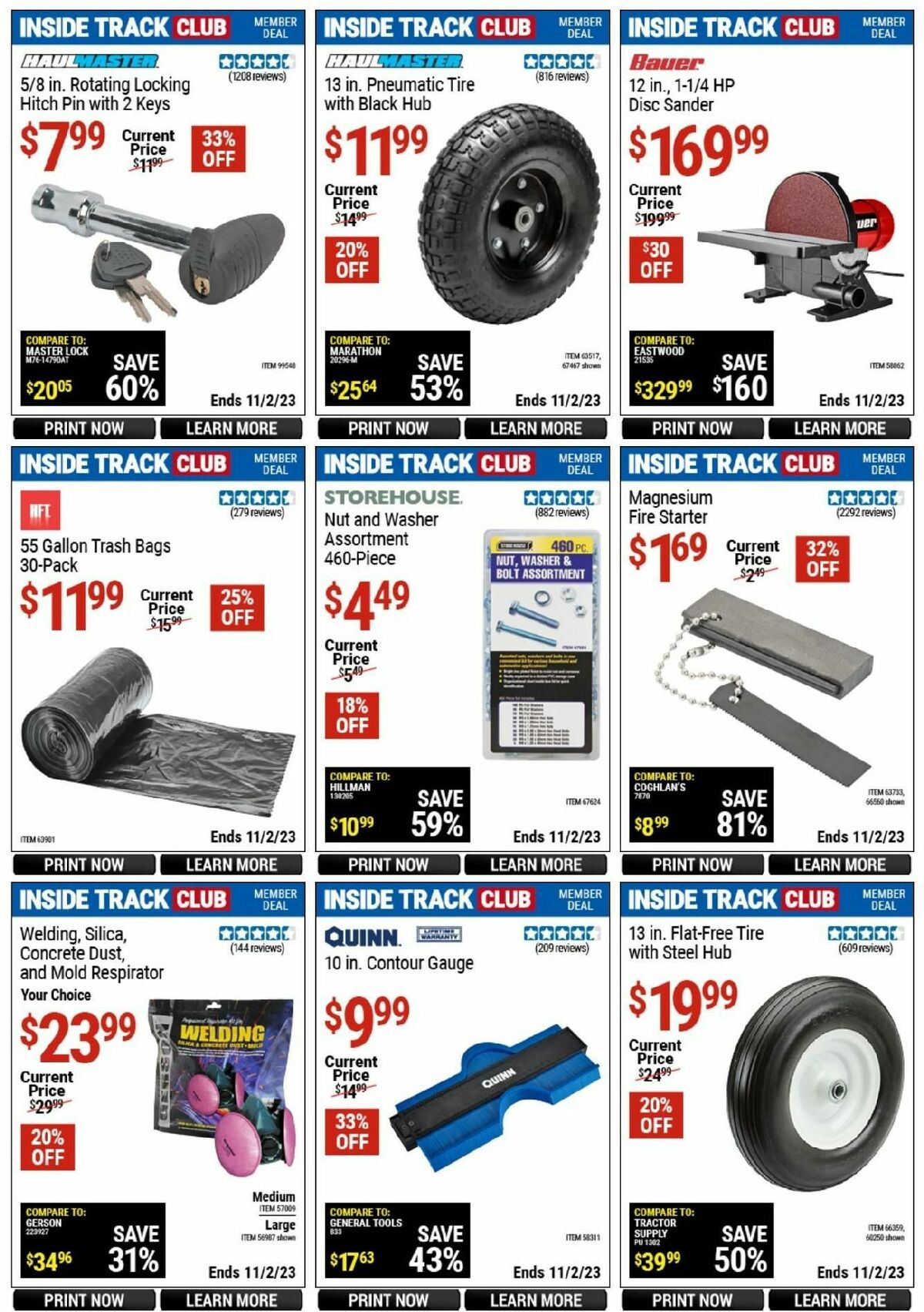 Harbor Freight Tools Inside Track Club Member Deals Weekly Ad from October 14