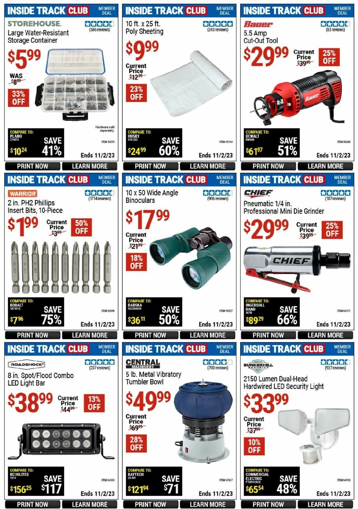 Harbor Freight Tools Inside Track Club Member Deals Weekly Ad from October 14